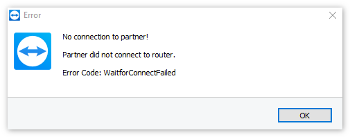 Как устранить ошибку waitforconnectfailed, если партнер не подключен к маршрутизатору